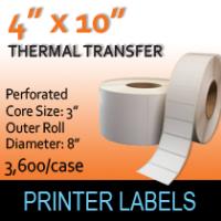 Thermal Transfer Labels 4" x 10" Perf